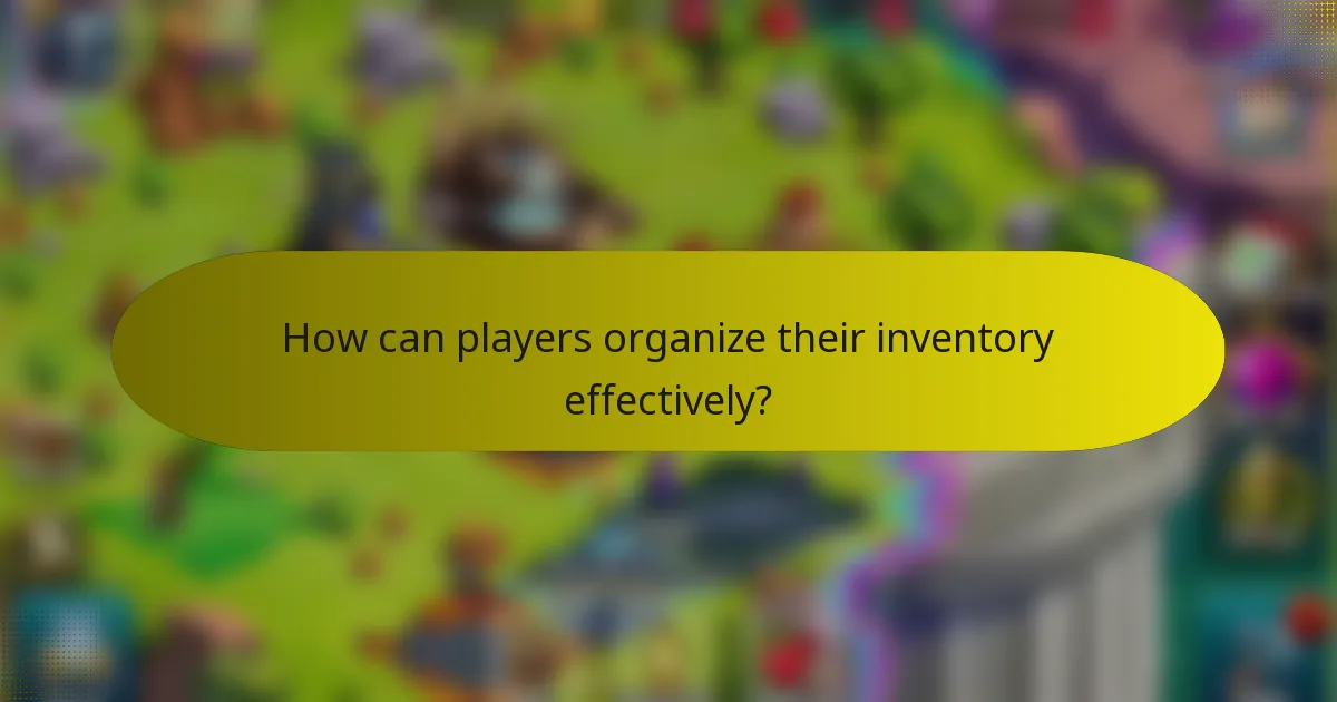 How can players organize their inventory effectively?