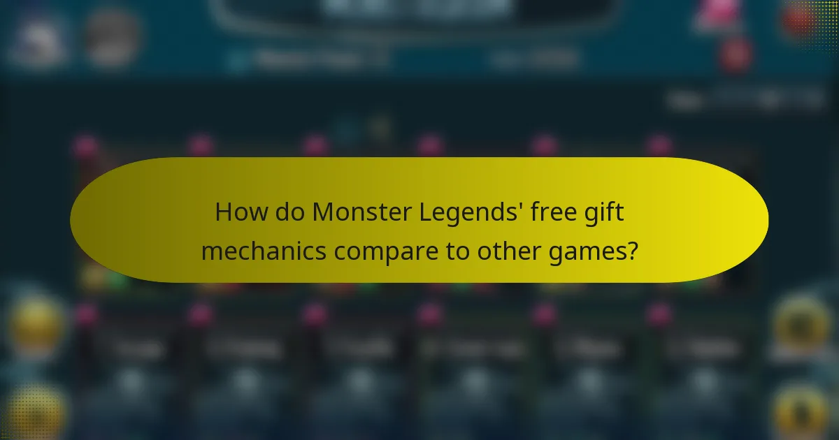 How do Monster Legends' free gift mechanics compare to other games?